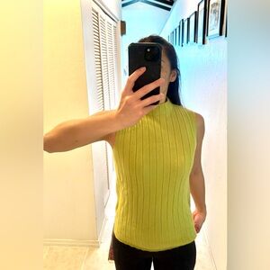 SOLD: Lime Green Cashmere Sleeveless Ribbed Top